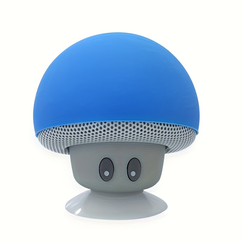1 haut-parleur sans fil portable étanche avec ventouse – Design champignon mignon, support de téléphone portable, antichute, mini haut-parleur tête de dessin animé, cadeau_voghion.com