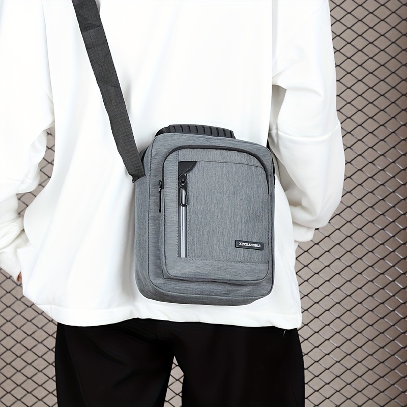 Men's Geometric Street Messenger Bag, Hard Shell Mobile Phone Box Silver  Shoulder Bag - Temu