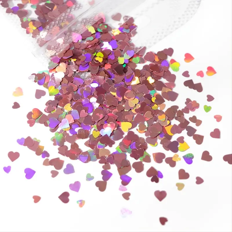 Y2k Chameleon Chunky Glitter Holographic Love Shapes Nail - Temu