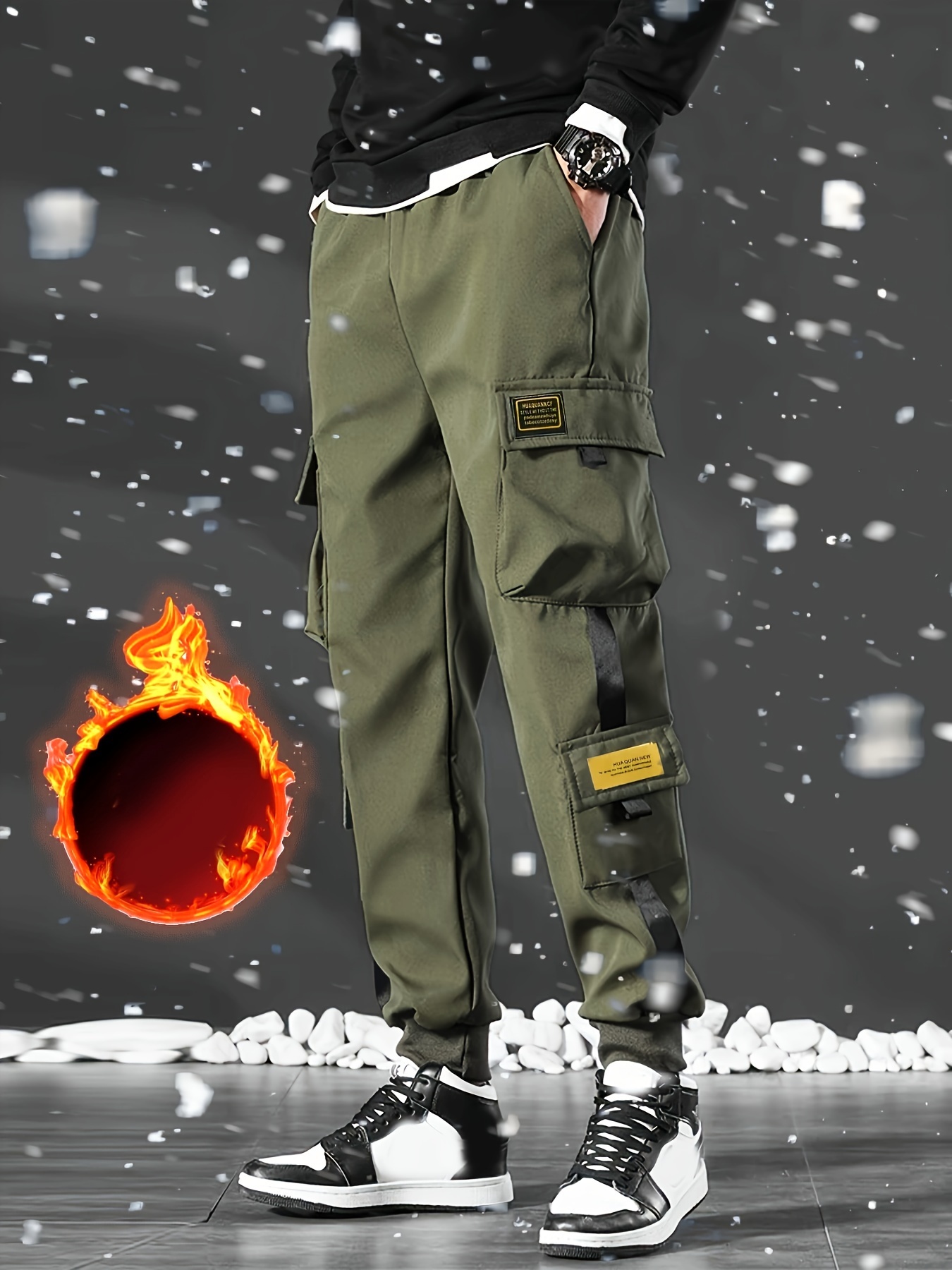  Pantalones de mujer con bolsillo con solapa y cordón en la  cintura, pantalones cargo de invierno para mujer (color verde militar,  talla: M) : Ropa, Zapatos y Joyería