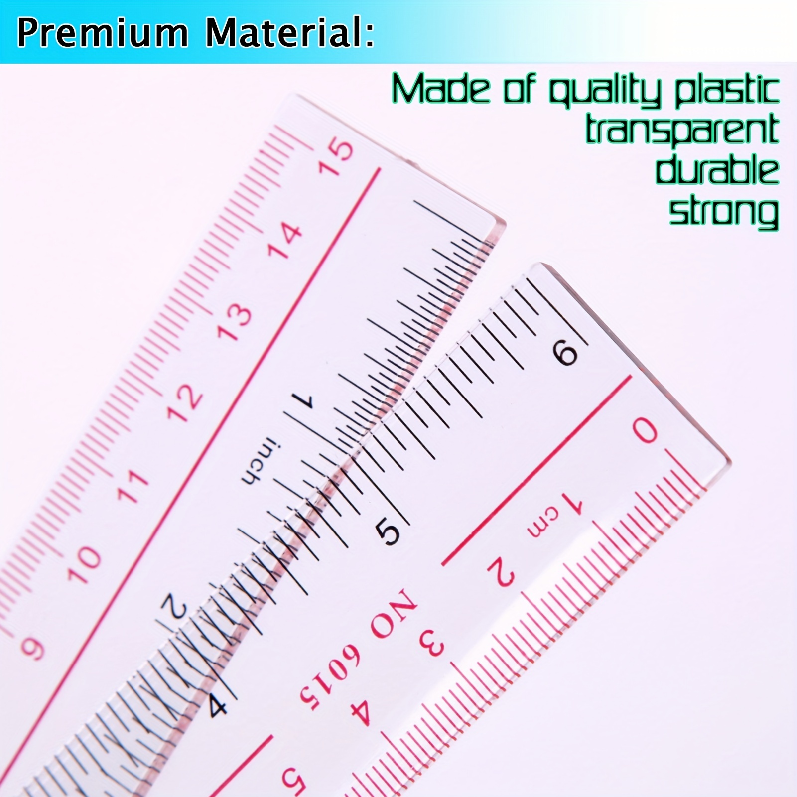 Pletpet 2 Pack 6 inch Clear Plastic Ruler Straight Shatterproof Rulers  Transparent Rulers for Student School Office Supply Ruler (Clear)
