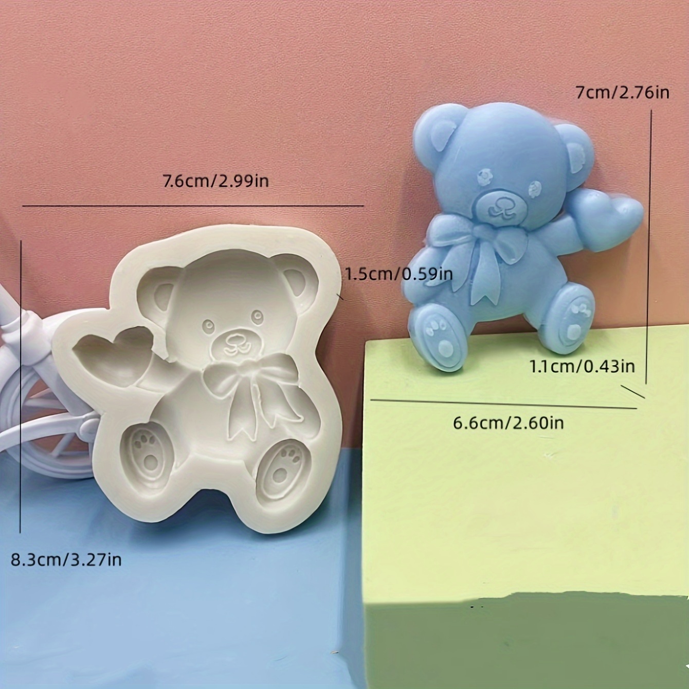 Silicone mold 3d Bear for soap, candles, gypsum, chocolate