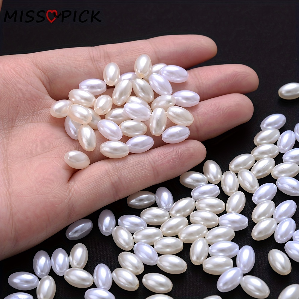

100pcs Oval Shape Acrylic Beads Mixed White Beige Color Loose Spacer Beads For Diy Jewelry Making Earrings Necklace Accessories