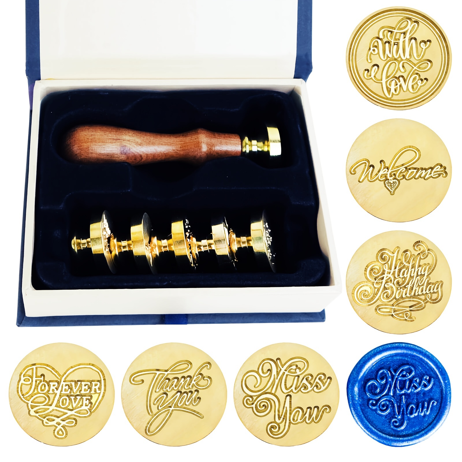 A Pair Of Wooden Handled And Brass Sealing Wax - Seals / Stamps