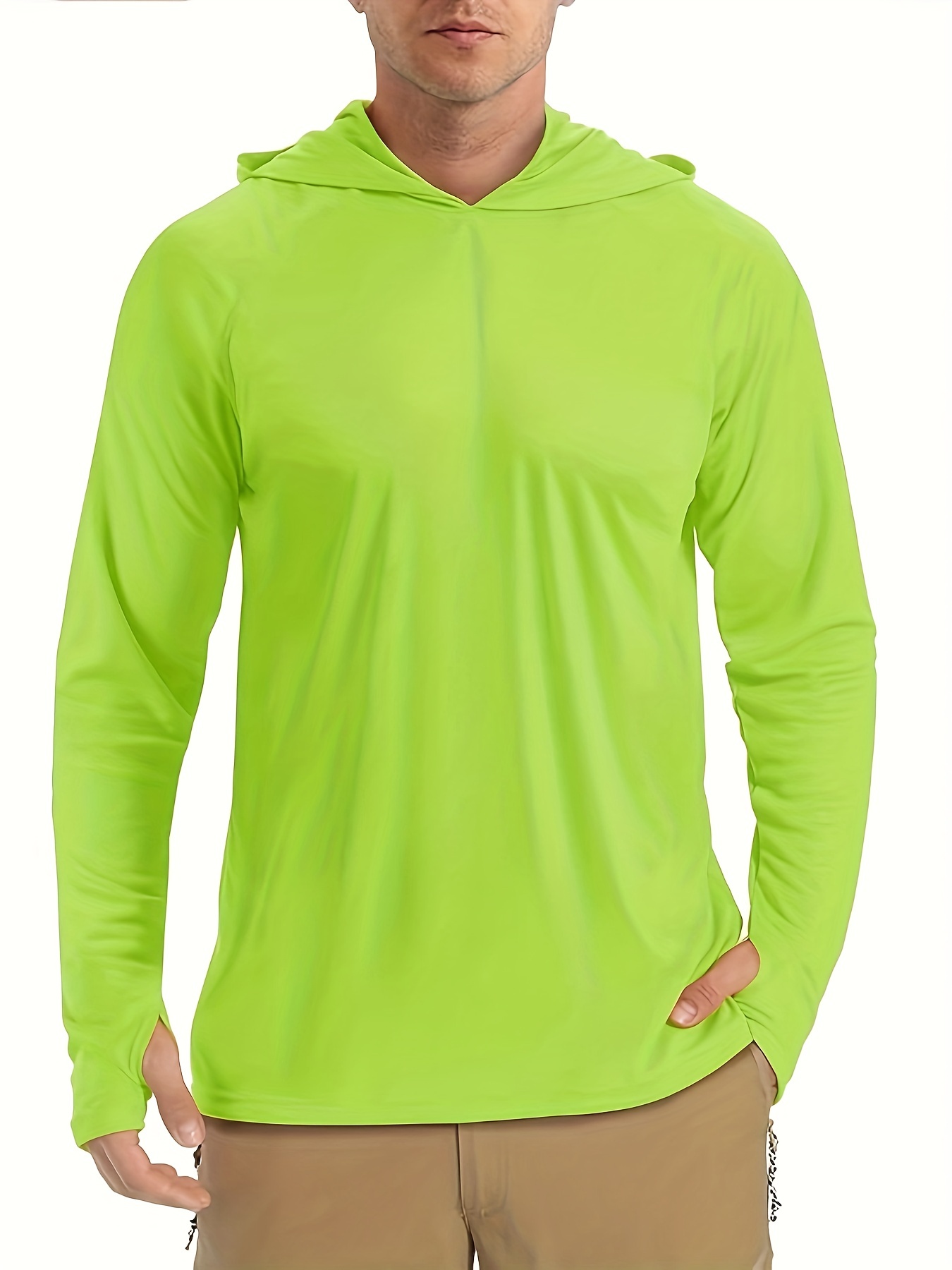 Solid Hooded Long Sleeve T-Shirt Tee, Men's Active Sun Protection Casual Comfy Shirts for Spring Summer Autumn Clothing Hoodies, Pullover Tops