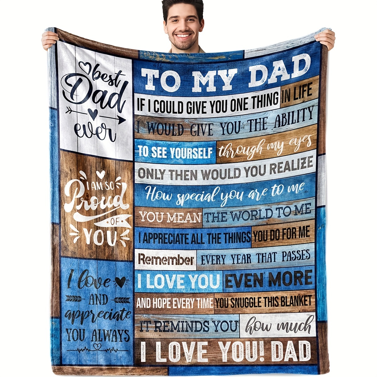 

1pc Envelope Printed Flannel Blanket, To My Dad Blanket, Warm Cozy Soft Throw Blanket Nap Blanket For Couch Bed Sofa Camping Travel, Best Gift Square Blanket For Dad