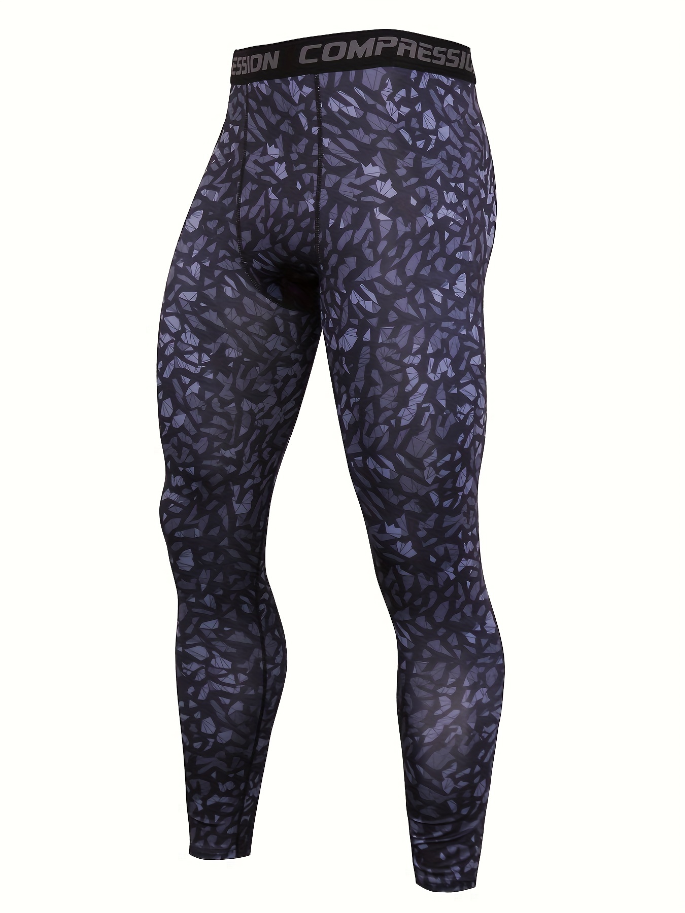 Men's Stretch Tight Long Compression Pants Activewear Letter