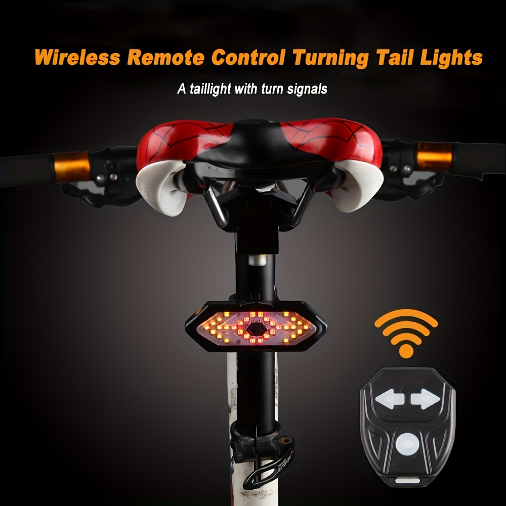 Señales de giro para bicicleta, luces de giro brillantes para bicicleta,  parte delantera y trasera, IPX5, impermeable, control remoto, luz trasera