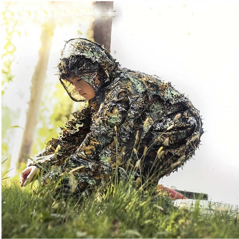 3D Withered Grass Ghillie Suit 4 PCS Sniper Military Tactical Camouflage  Clothing Hunting Suit Army Hunting Clothes Birding Suit