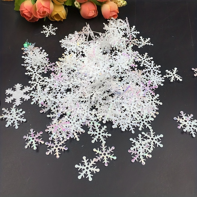 300 Pcs Christmas Snowflake Confetti Holiday Table Scatter Manicure