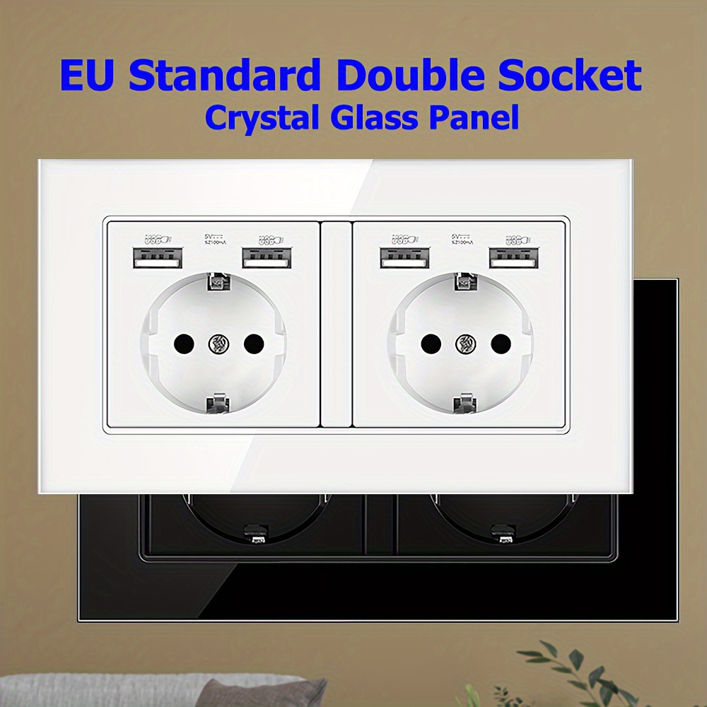  Enchufe de pared eléctrico doble puerto USB 220-250V 16A  enchufe de la UE : Herramientas y Mejoras del Hogar