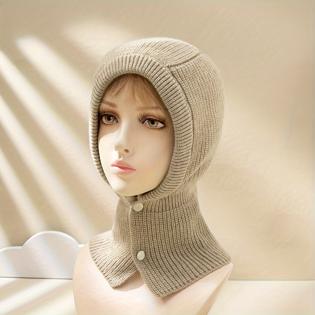 Capuche écharpe tricoté chaud solide décontracté pour femmes