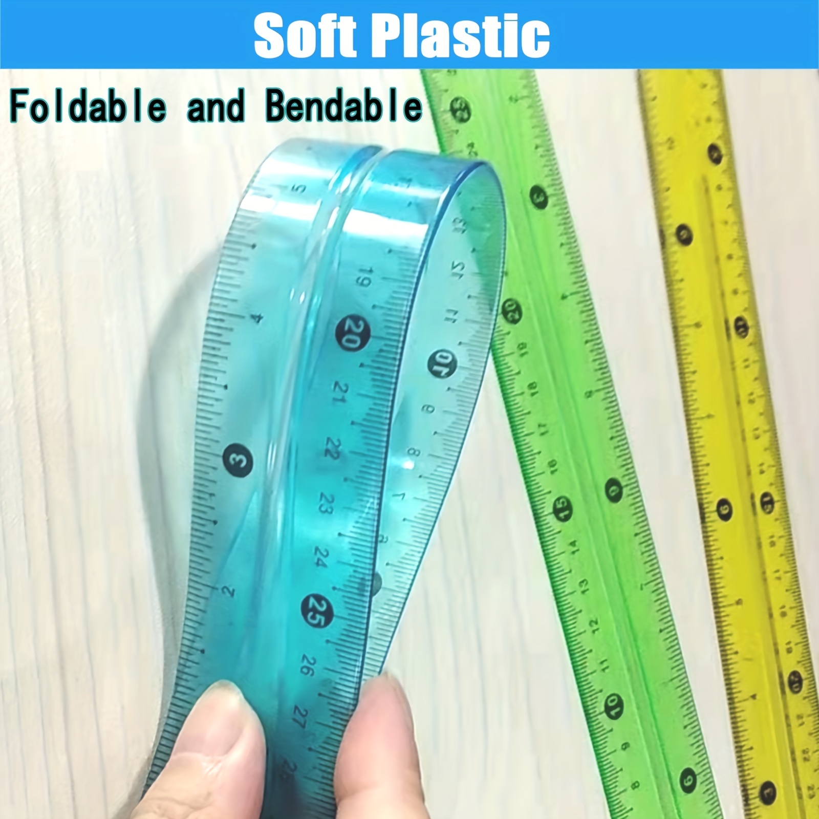 PVC Flexible Plastic Ruler, Soft Transparent Ruler, Clear Straight