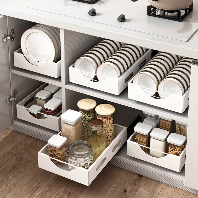 Stainless Steel Bowl & Dish Storage Rack, Kitchen Cabinet Base Unit  Organizer, Pull Out Tray Design, Drainage Function