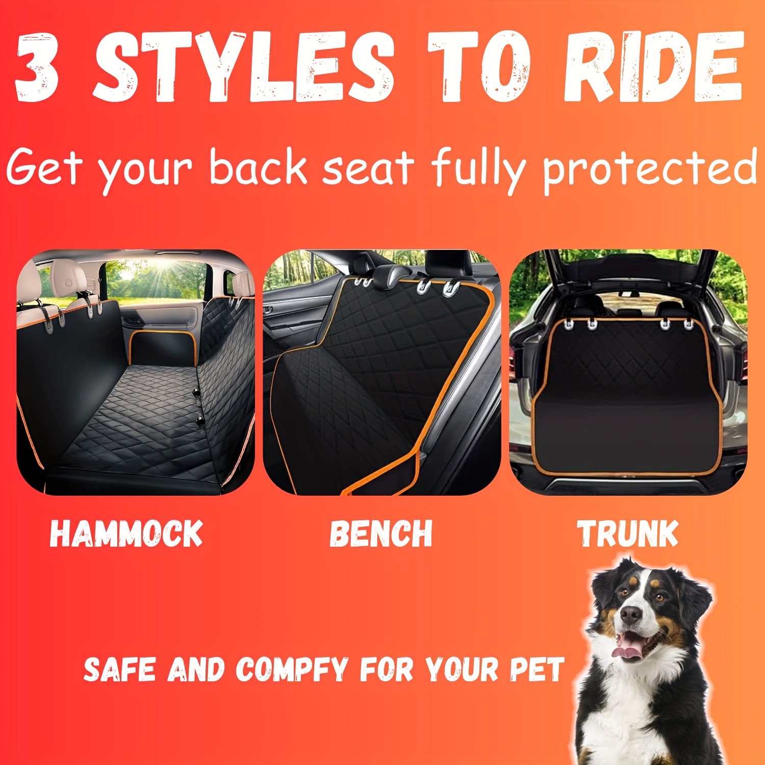 Housse de siège arrière pour chiens, hamac étanche, anti-rayures