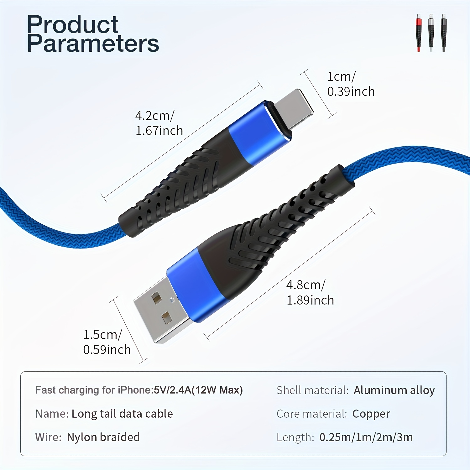 Carga rápida Tipo-C USB C Cables de teléfono móvil 1M / 2M / 3M