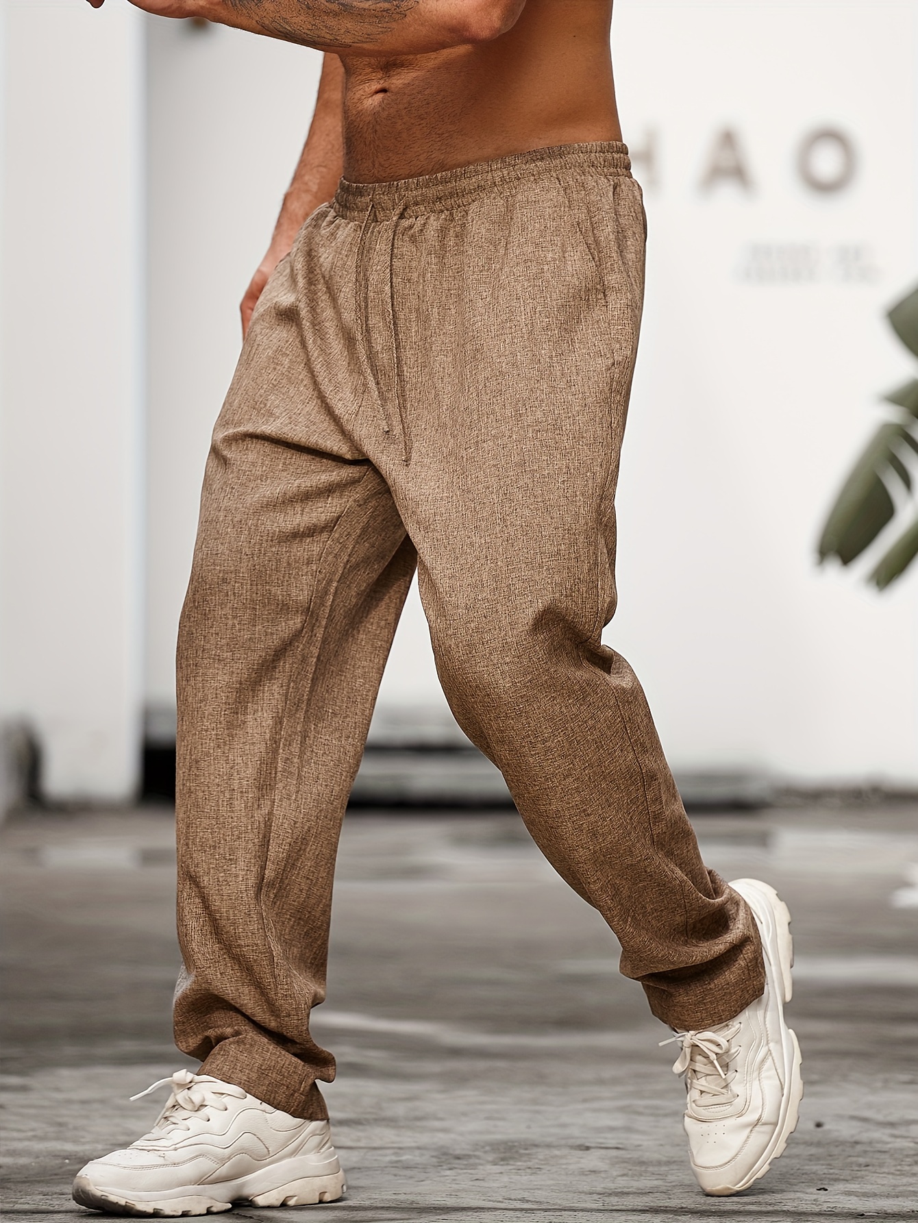 Men's Cotton Linen Blend Drawstring Harem Pants Casual Comfy - Temu