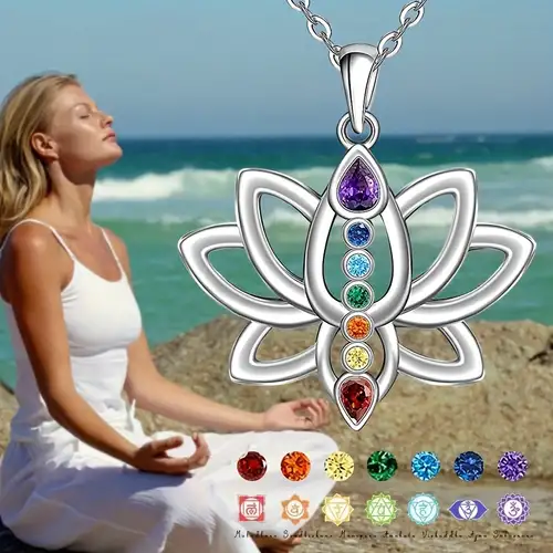 Elegant 7 Chakra Necklace Lotus Pendant Yoga Chakra Healing - Temu United  Kingdom