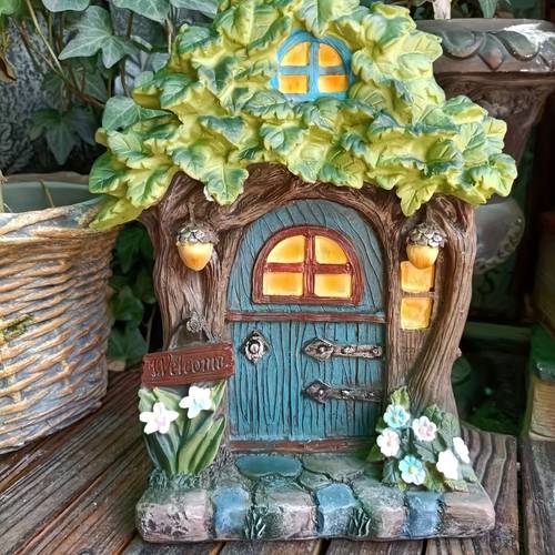 1pc fairy house door resin decoration elf house statue garden decoration crafts for indoor outdoor fairy garden lawn bonsai potted decor 2 56 7 28 9 25