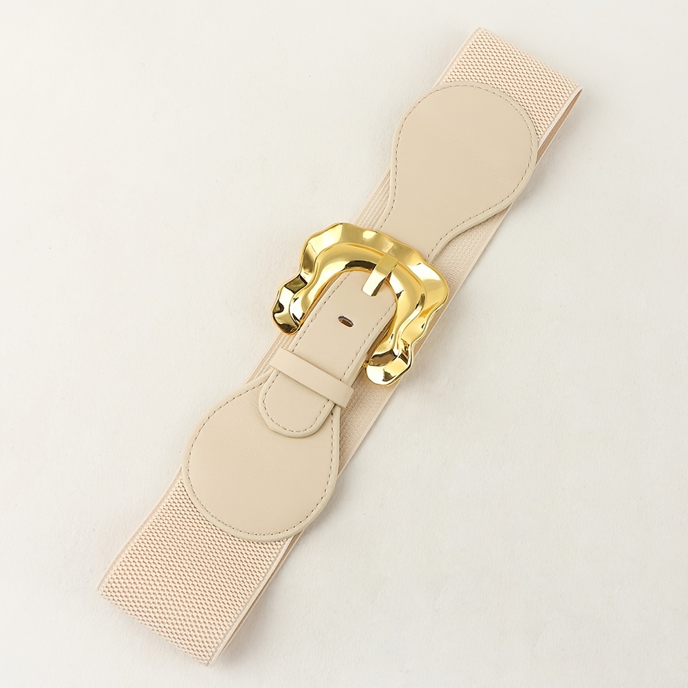 Geometric Wide Belt Elastic Vintage Waistband For Women