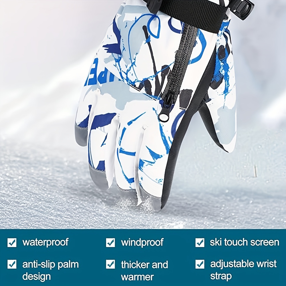 1 Pair Skiing Snowboard Gloves, Waterproof Winter Warm Keeping Mittens, Cold Weather Touchscreen Snow Gloves,Temu