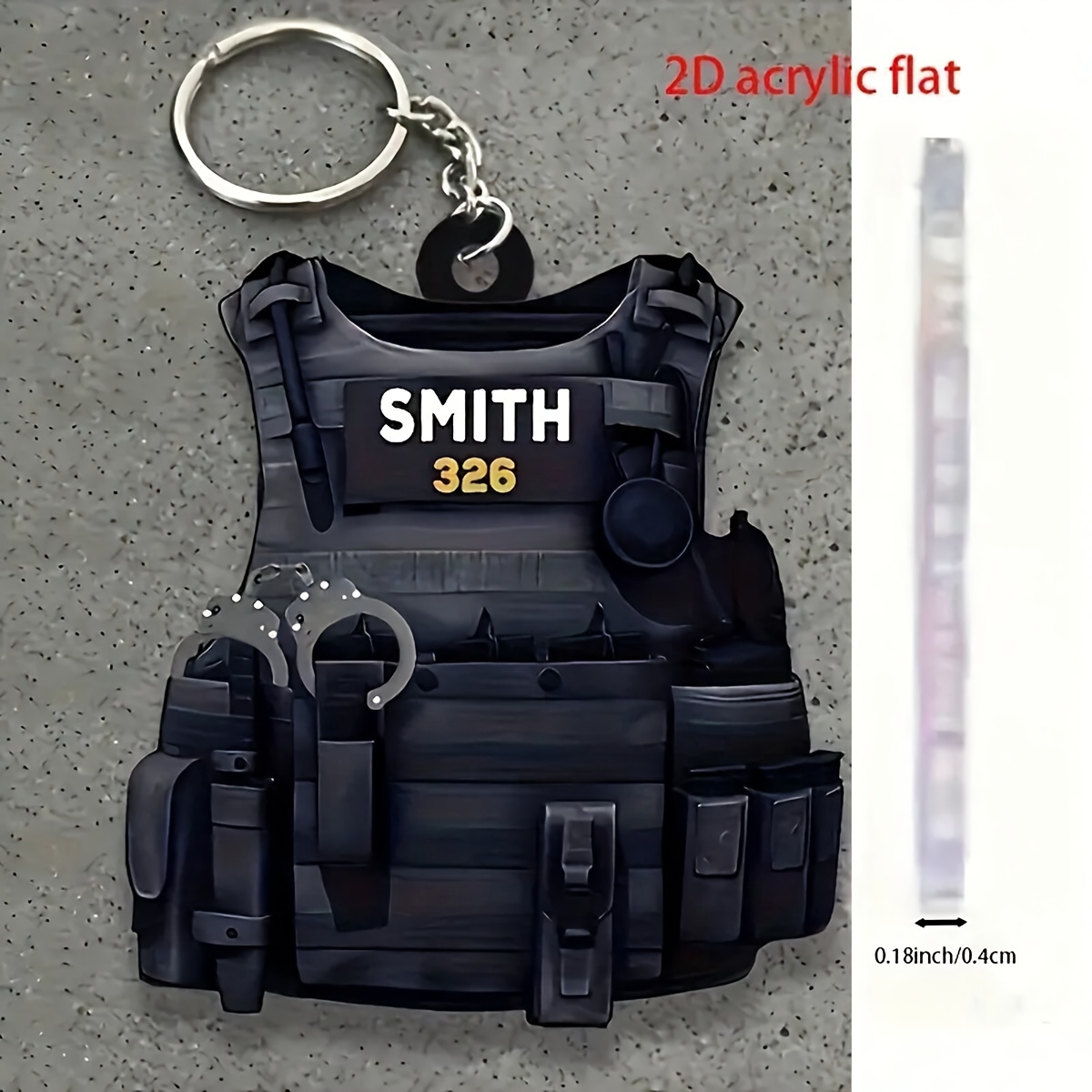 Mini-polizei-körperpanzer-schlüsselanhänger, Ornament, Flaches