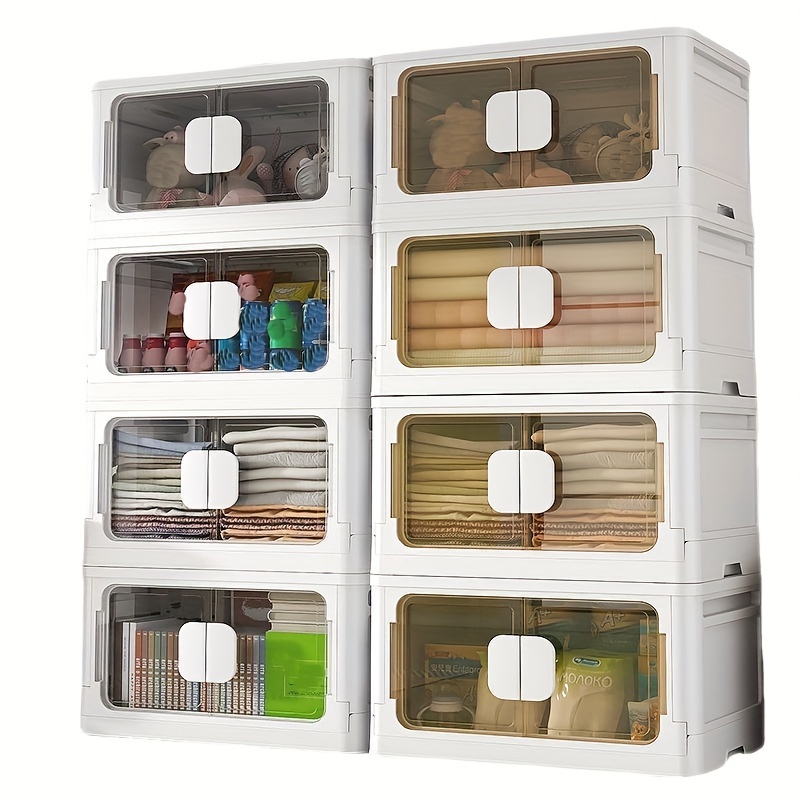 Plastic Storage Bins With Lids double Doors Plastic Foldable - Temu