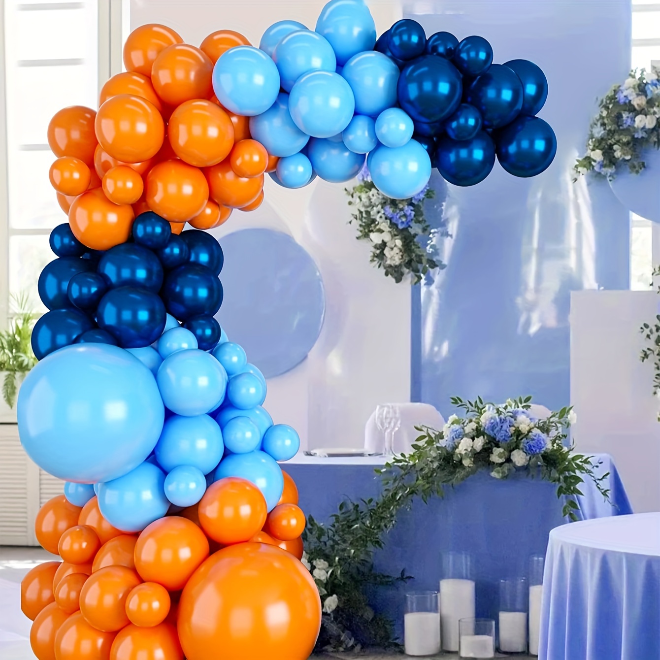 Royal Blue And Yellow Balloon Arch Kit With Different Sizes