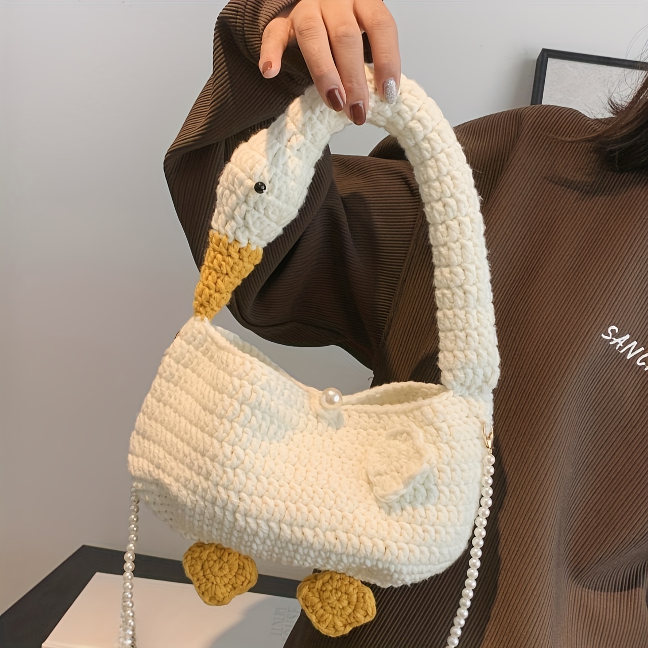Kawaii Cute Goose Knitted Bag, Cartoon Novelty Crossbody Bag, Lovely Handbag  & Shoulder Tote Hobo Purse For Girls - Temu