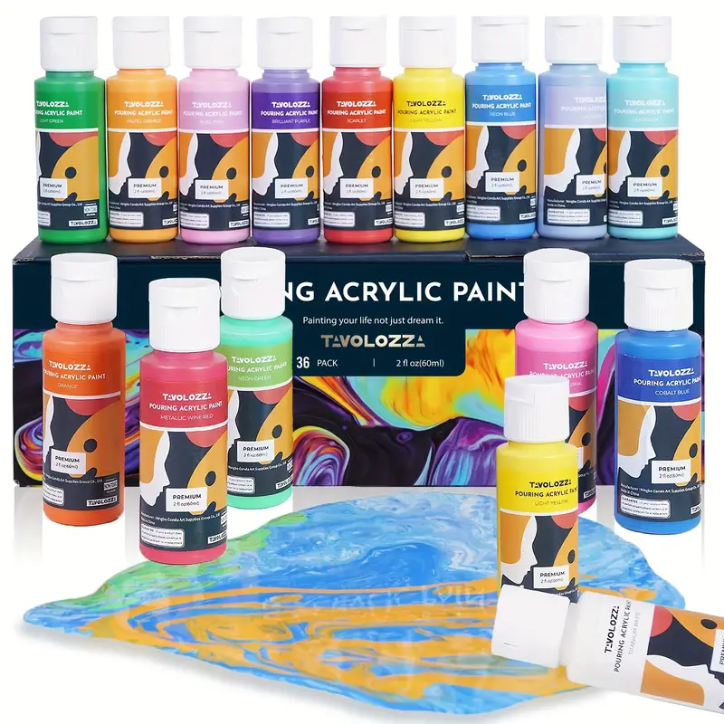 Cast Acrylic Paint Kit - 36 Different Colors (2 Oz /60 Ml) Liquid