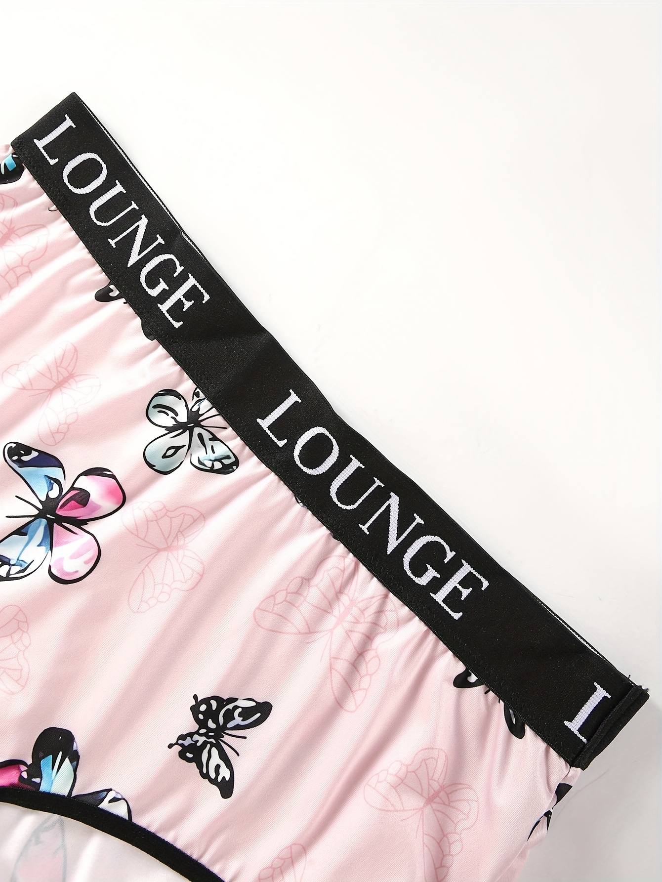Plus Size Sexy Lingerie Set, Women's Plus Letter Tape Butterfly Print Bra &  Underwear Y2K Lingerie Two Piece Set