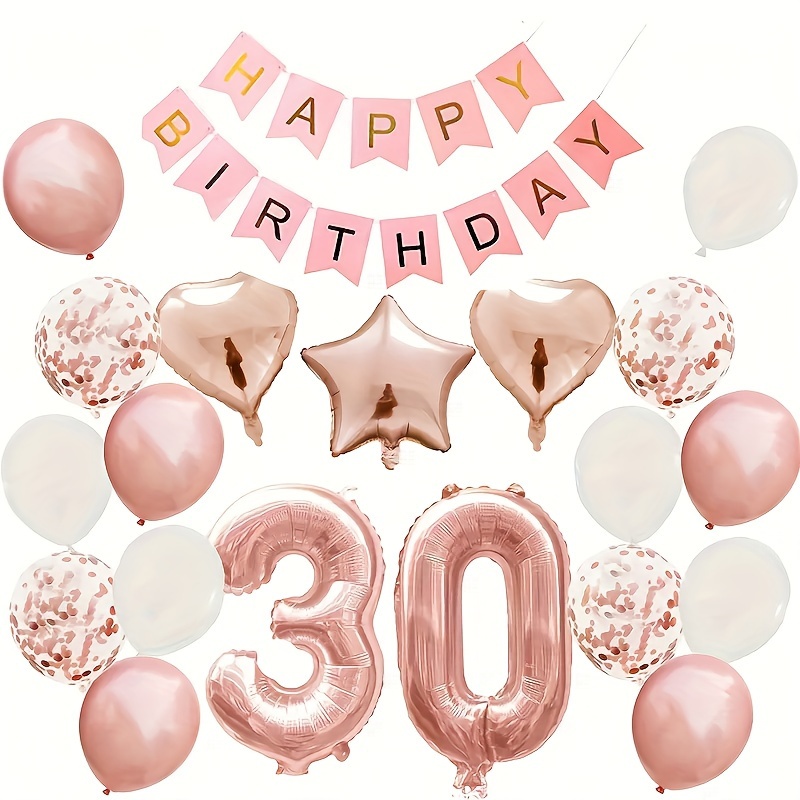 Decoraciones de cumpleaños número 40, suministros para fiestas, globos de  40 cumpleaños color oro rosa, globo de Mylar número 40, decoración de  globos