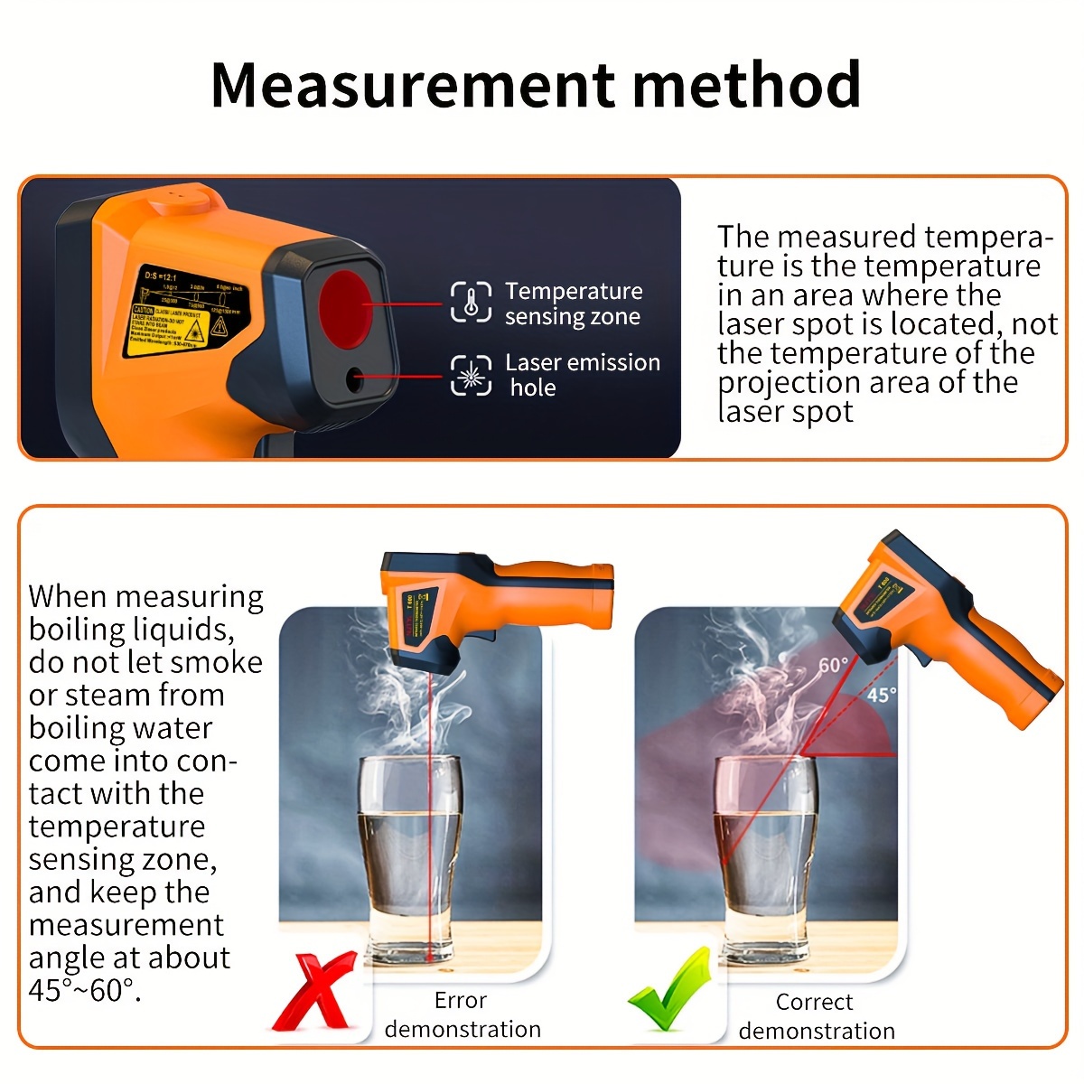 Plumdrop Termometro a infrarossi Cottura Laser-Temperatura  Pistola-Pirometro laser senza contatto ad temperatura per forno alimentare  industriale