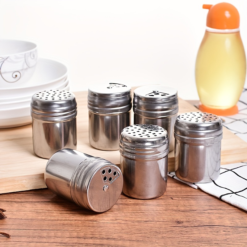 2pcs Refillable Salt & Pepper Grinder Set - Stainless Steel Lid Container,  3.4oz Kitchen Accessory, Suitable For Home, Restaurant And Picnic