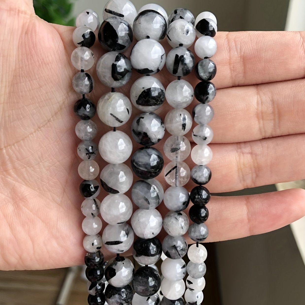 1strand Natural Black Onyx Gemstones Loose Smooth Round - Temu