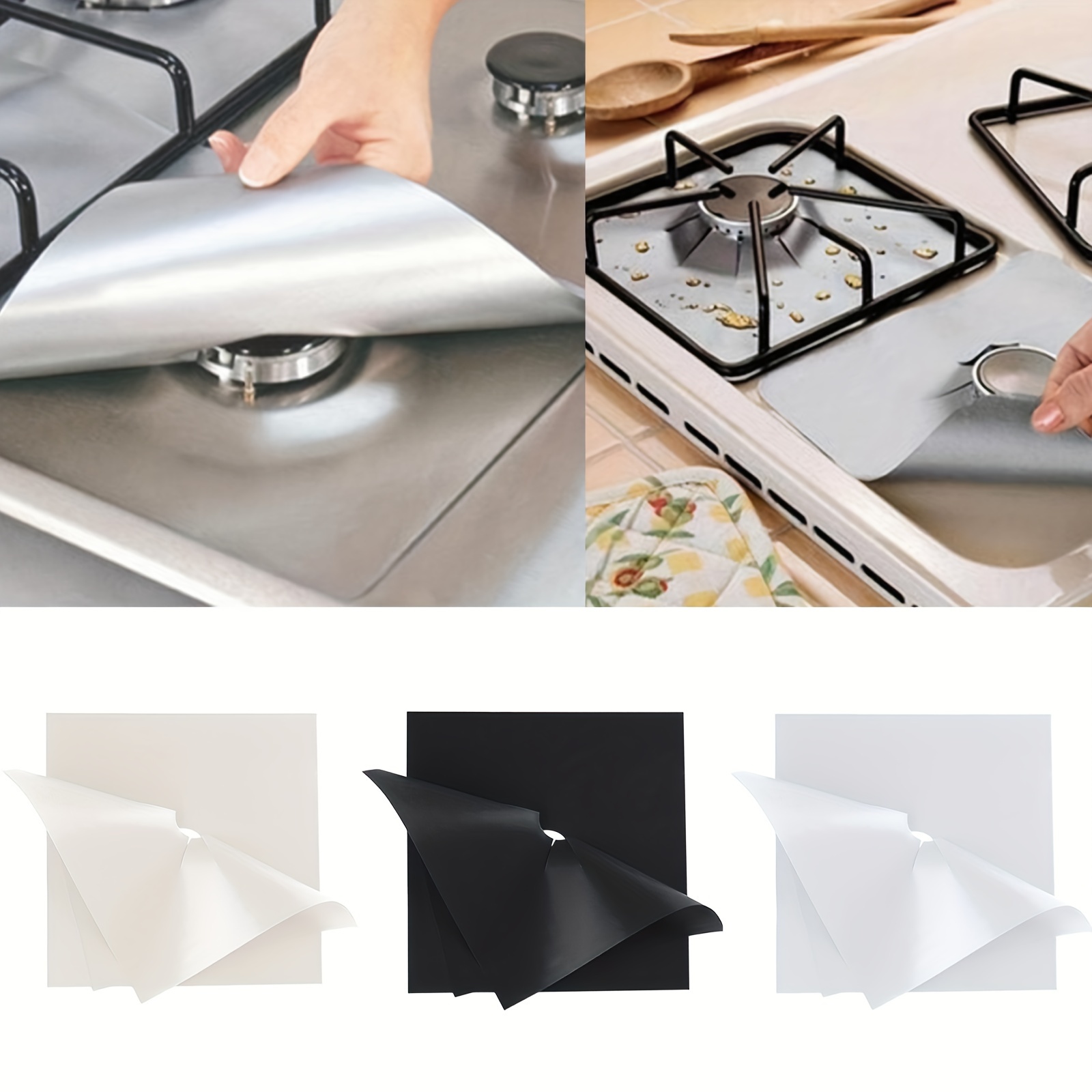 6pcs Premium Extra 015mm spessore riutilizzabile gamma di gas piano cottura  bruciatore protezione pad coperchio per la pulizia degli utensili da cucina