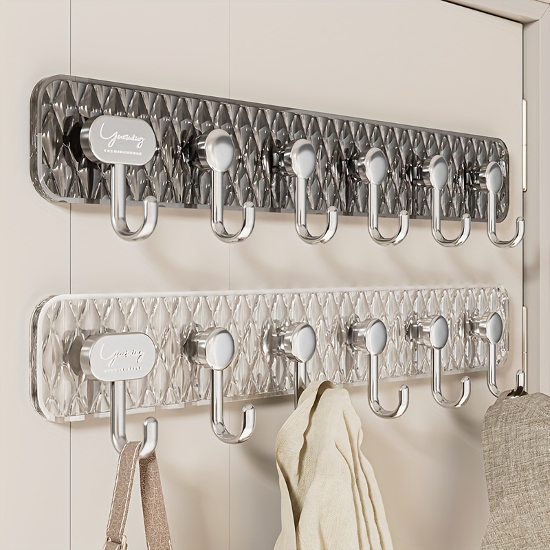 

1pc 6 Row Wall Hook, Light Luxury Self Adhesive Door Wall Hangers Hooks, Nail-free Kitchen Storage Shelf, Bathroom Towel Rack