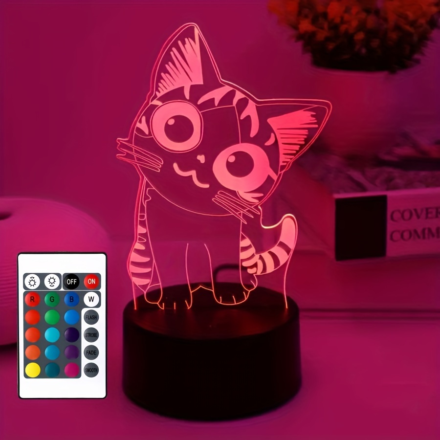 Litake Linda luz nocturna de gato, lámpara de gato que cambia de 16 colores  con control remoto, luz táctil de gatito, luz nocturna de silicona para