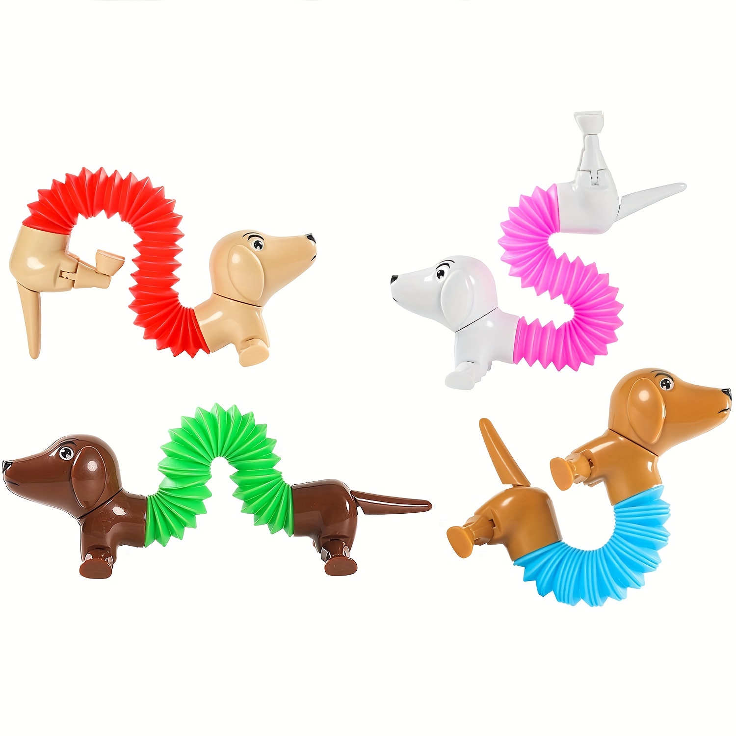 Spring Dog Pop Tubes Sensory Toys Novelty Decompression Anti-anxiety  Squeeze Bellows Toys For Birthday Gifts