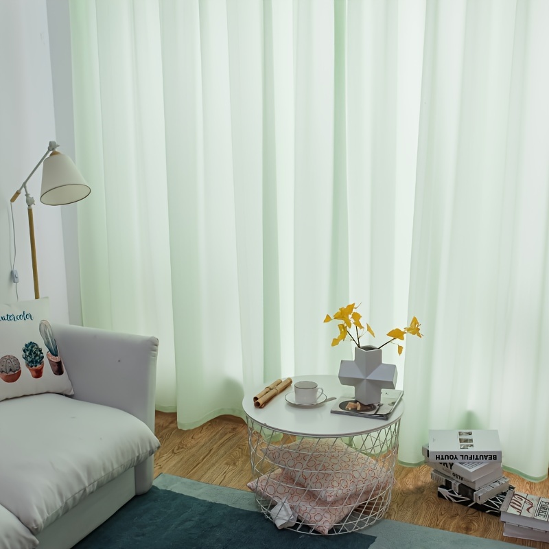 Cortinas traslúcidas para sala de estar, cortina blanca transparente,  cortinas traslúcidas para sala de estar, paneles de cortina de gasa blanca  para