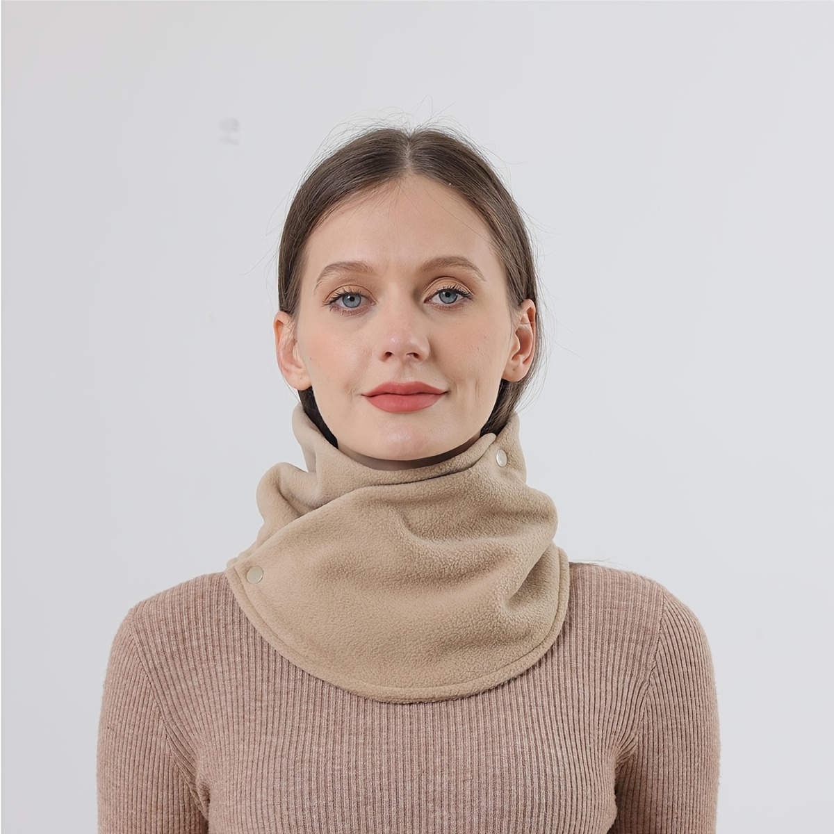 Warm Neck Collar Infinity Scarf Women's Solid Color Scarf - Temu Netherlands