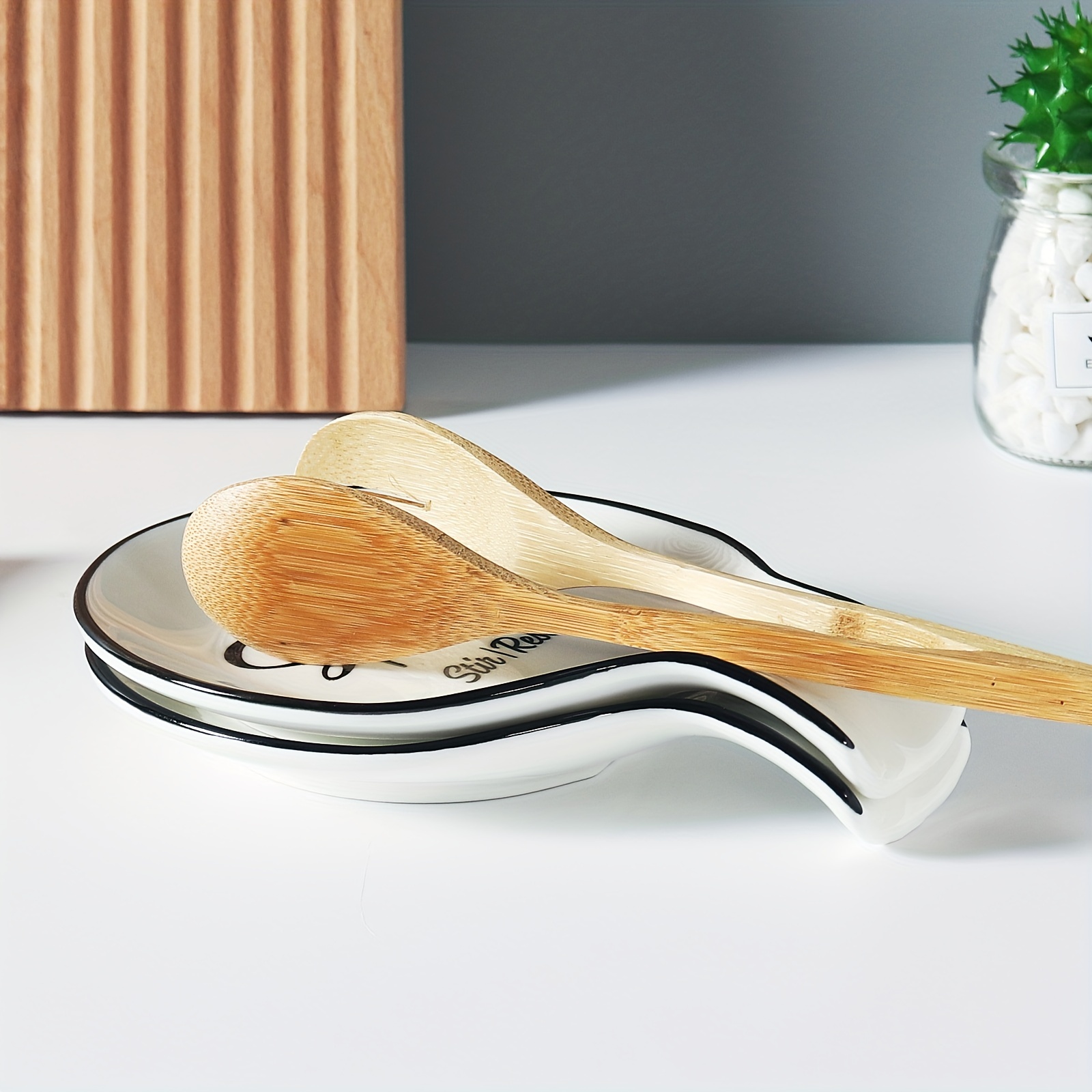 Hvukeke Ceramic Spoon Rest for Stove Top, Funny Happiness is Homemade White  Spoon Holders for Kitchen Counter, Modern Farmhouse Kitchen Cute Decor