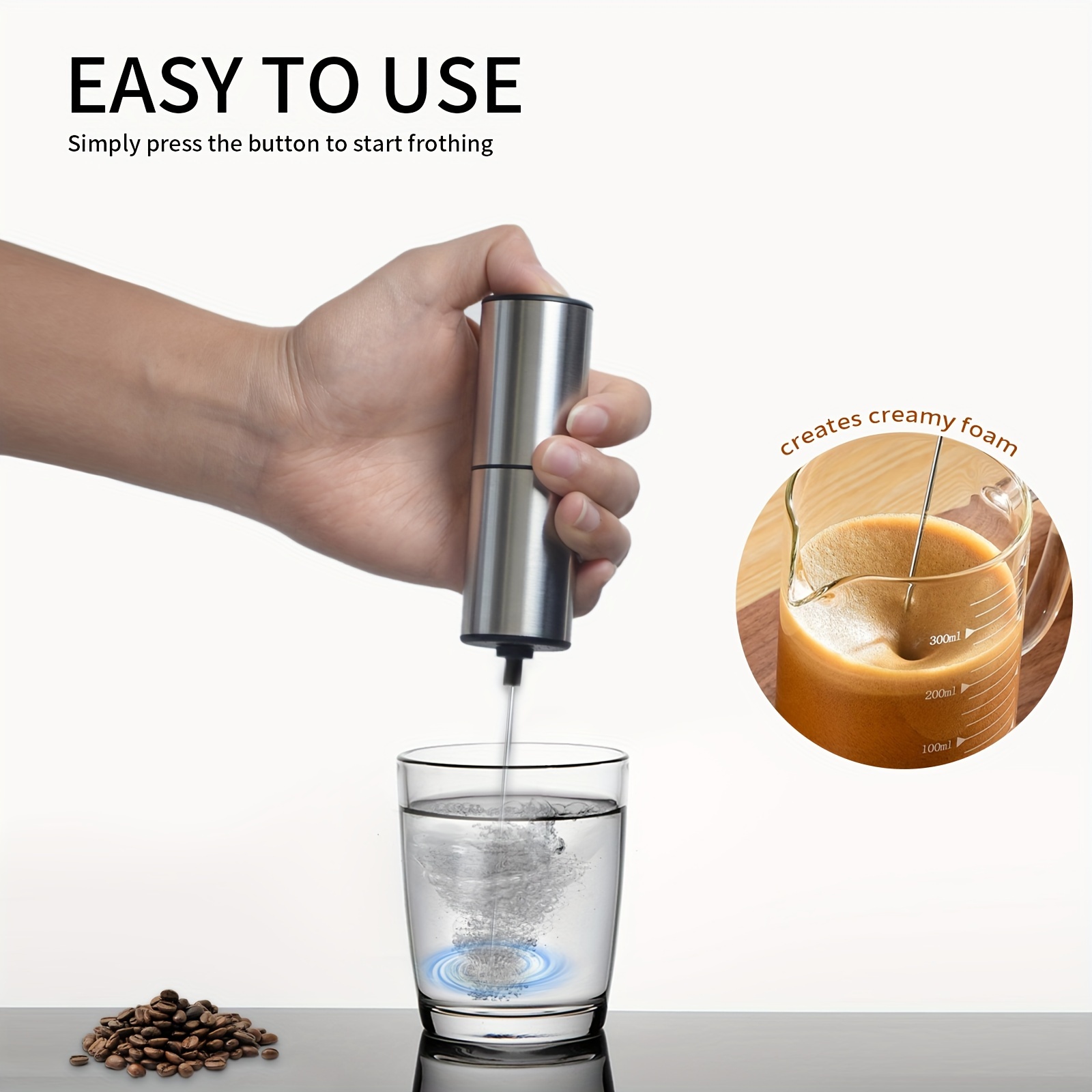 Rechargeable Milk Frother With Holder Portable Beverage - Temu