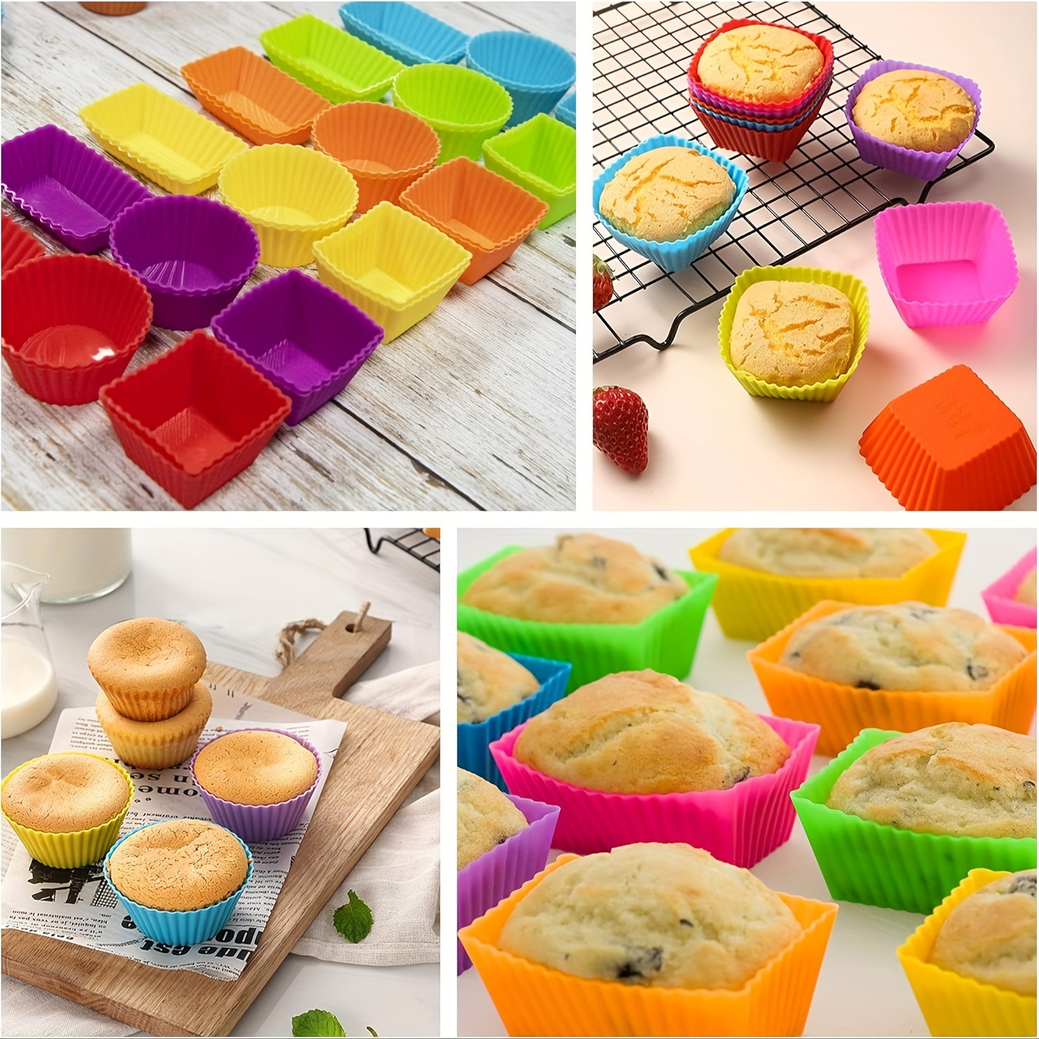 Silicone Baking Cups Muffin Cupcakes Liners Molds Sets in Storage  Container-36 Pack