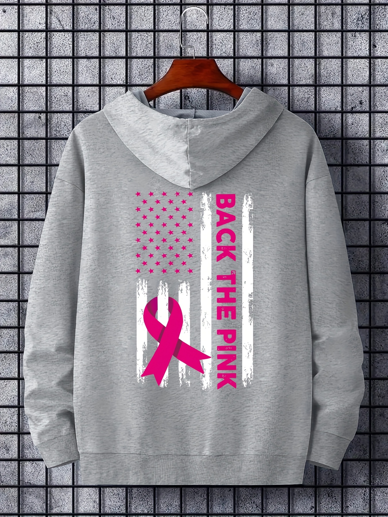  Breast Cancer Awareness Pink Ribbon Men's Zippered Hoodies Long  Sleeve Hooded Sweatshirt Casual Jacket : Sports & Outdoors