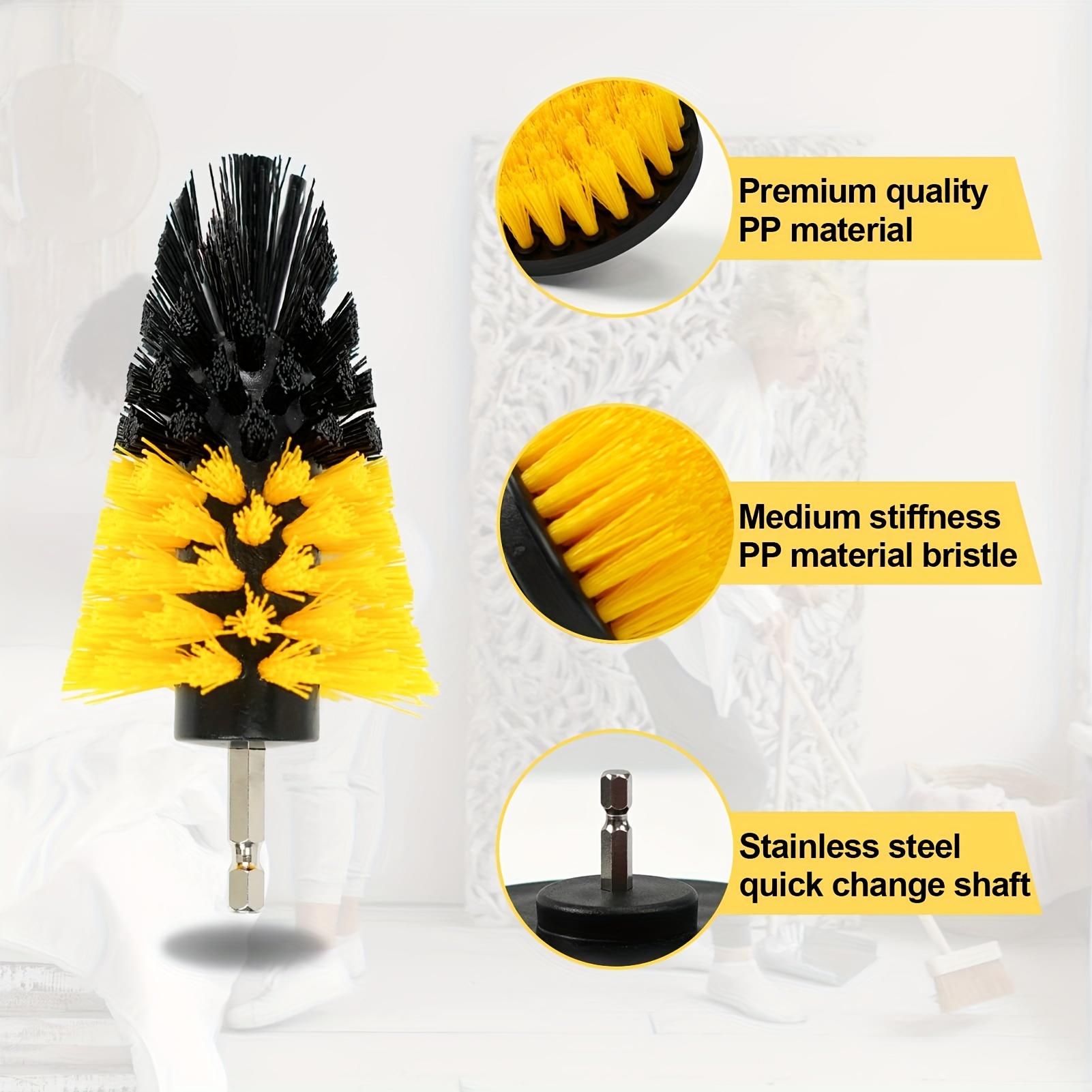 Drill Brush All Purpose Medium - Yellow