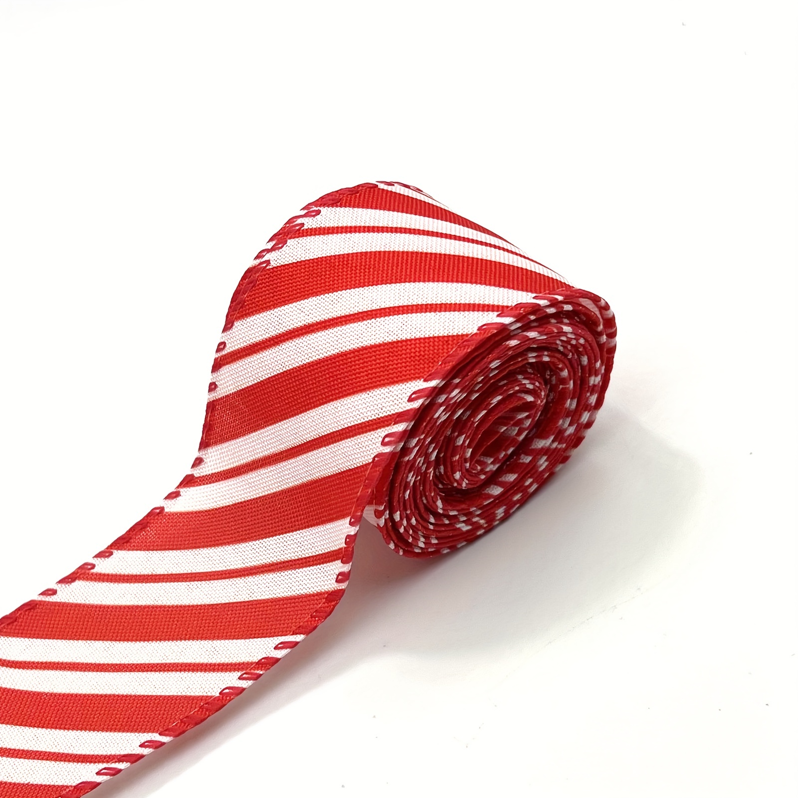 5 Yards Christmas Wired Edge Ribbon Candy Cane Burlap Ribbon - Temu