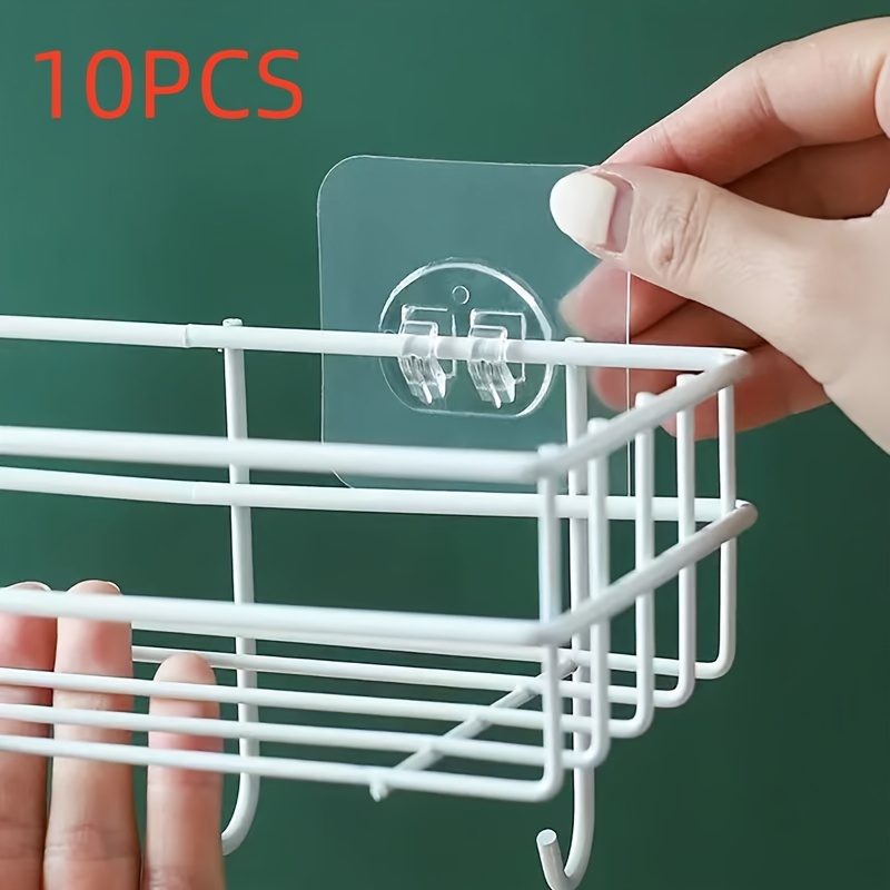 10pcs Heavy-Duty Wall Hooks, Self-Adhesive Clear Hooks, Waterproof &  Removable Hooks For Hanging Storage Rack, Household Storage Organization  For Kitc