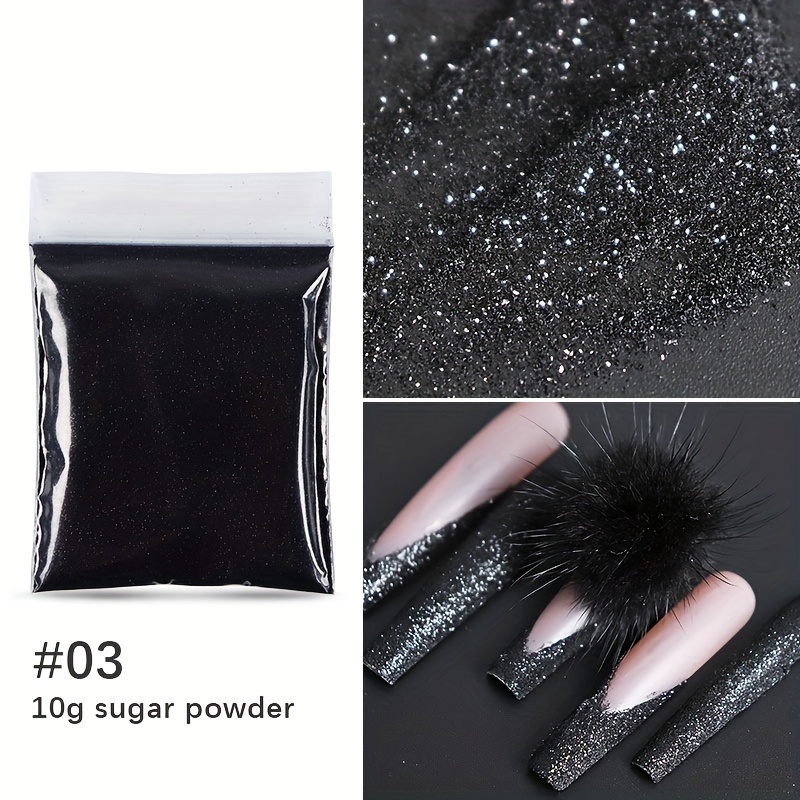 6 Color Nail Glitter Powder Black White Dust Sugar Powder