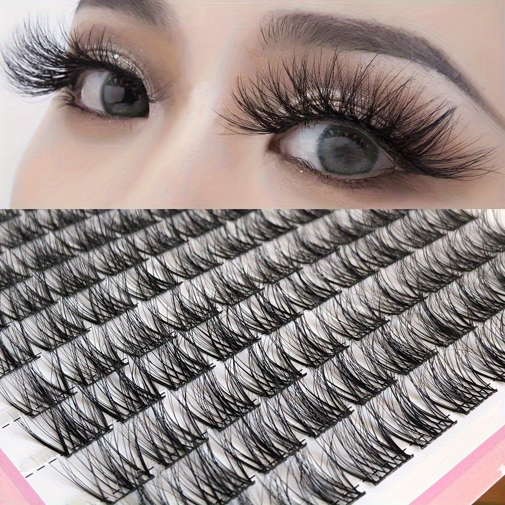 

100pcs Clusters Lashes Fluffy And Messy False Eyelashes Segmented Single Cluster Manga Snowflake Velvet Eyelashes For Festival Banquets And Daily Eye Makeup In Winter